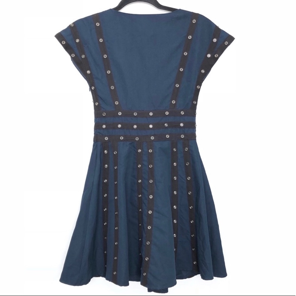 Zac Posen for Target Navy Short Sleeve Eyelet Fit-and-Flare Dress - Picture 3 of 5